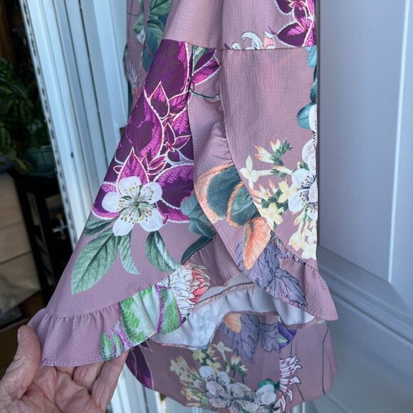 City Chic Heartwine Off-Shoulder Blouse Floral Flutter Sleeves Mauve Pink W 18 - Picture 5 of 12